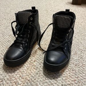 Just for kicks black bedazzled sneakers